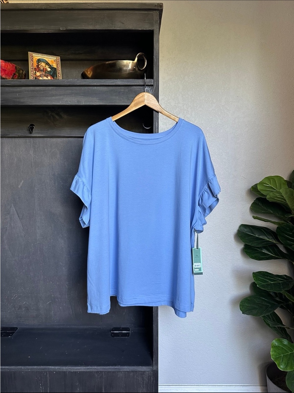 Terra & Sky Womens Plus Size Top - Ruffle Sleeve Tee 4X